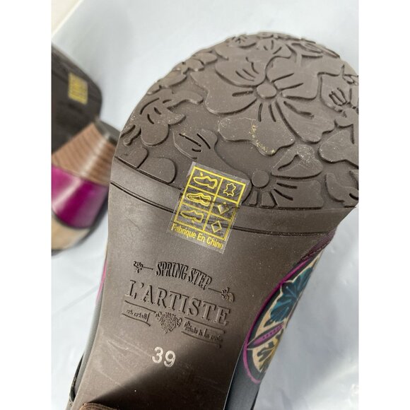 L’Artiste Raina Spring Step Ankle Bootie Boot Zip Floral Women’s Size 39 Purple - Picture 2 of 8